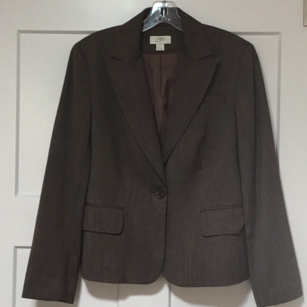ANN TAYLOR LOFT muted brown suit coat blazer SZ 6